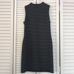 Mock Neck, black and white striped mini dress